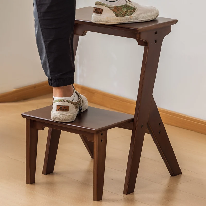 Contemporary Simplicity Ladder Foldable Bamboo Versatile Chair Backless Armless For Living Room