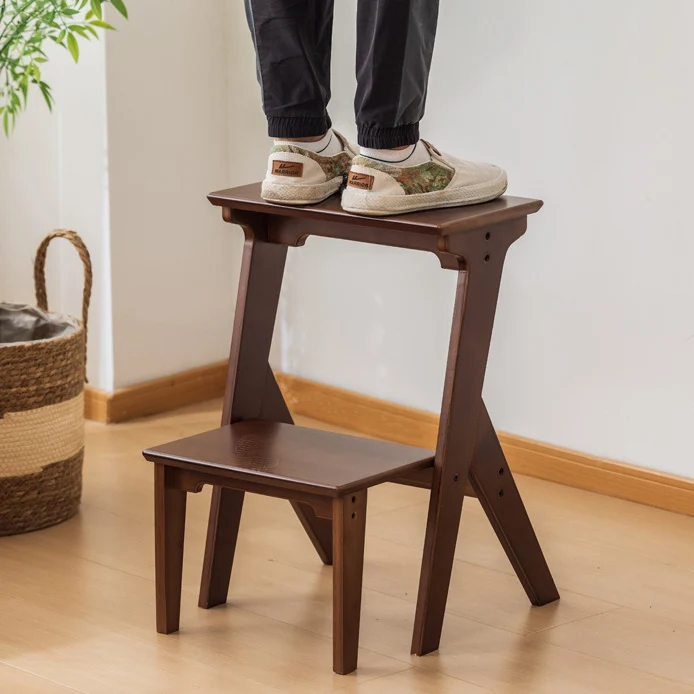 Contemporary Simplicity Ladder Foldable Bamboo Versatile Chair Backless Armless For Living Room