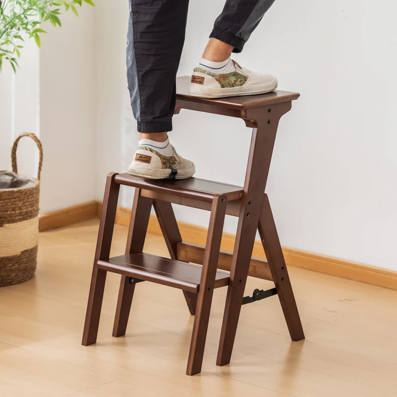 Contemporary Simplicity Ladder Foldable Bamboo Versatile Chair Backless Armless For Living Room