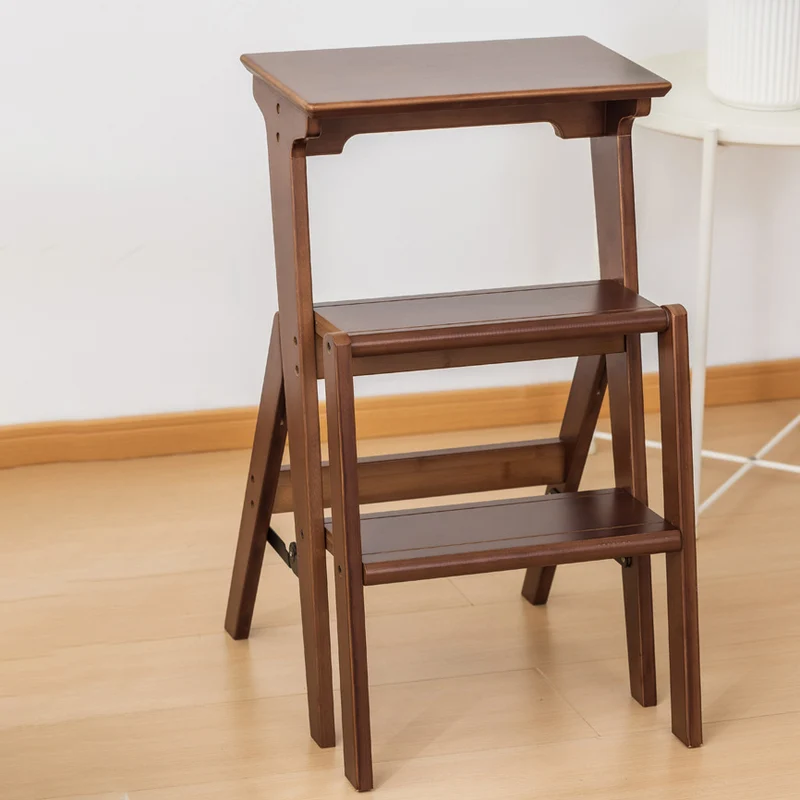 Contemporary Simplicity Ladder Foldable Bamboo Versatile Chair Backless Armless For Living Room