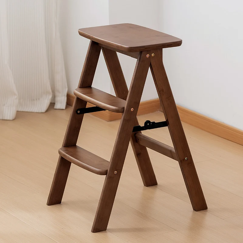 Contemporary Simplicity Ladder Foldable Bamboo Versatile Chair Backless Armless For Living Room