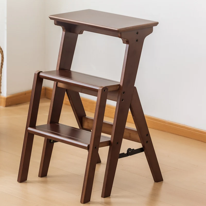 Contemporary Simplicity Ladder Foldable Bamboo Versatile Chair Backless Armless For Living Room