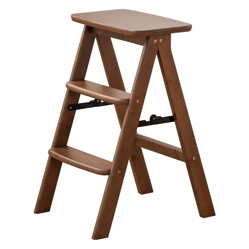 Contemporary Simplicity Ladder Foldable Bamboo Versatile Chair Backless Armless For Living Room