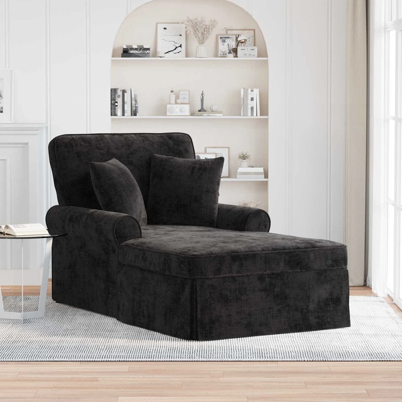 Chaise Lounge com Saia com almofada Preto 157 x 91 x 91 cm ARES