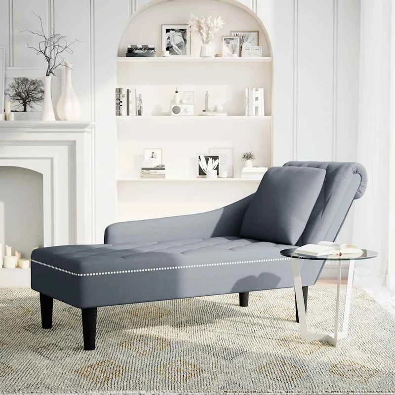 Chaise lounge c/ almofada/apoio de braços direito veludo