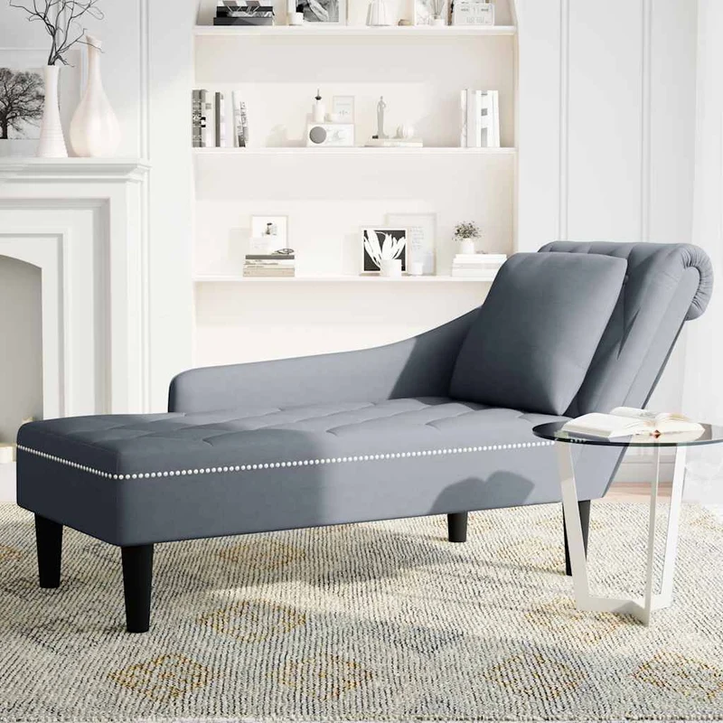 Chaise lounge c/ almofada/apoio de braços direito veludo