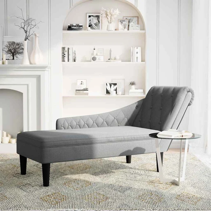 Chaise lounge c/ almofada/apoio de braços direito tecido