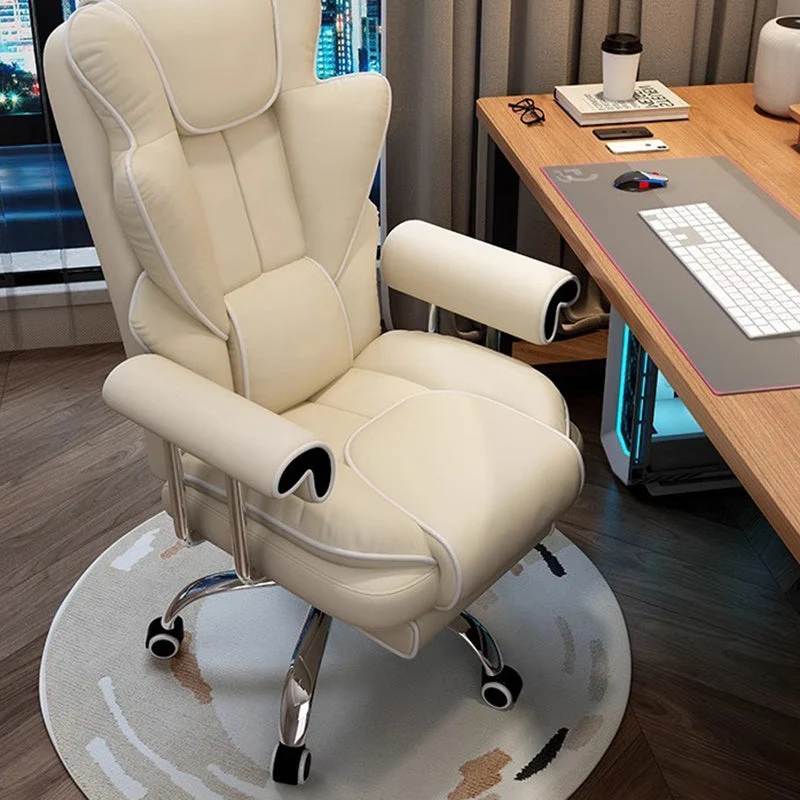 Modern Minimalist Square Microfiber Leather Steel Desk Chair Backrest Arm For Home Office