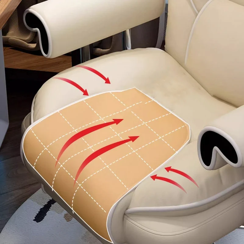 Modern Minimalist Square Microfiber Leather Steel Desk Chair Backrest Arm For Home Office