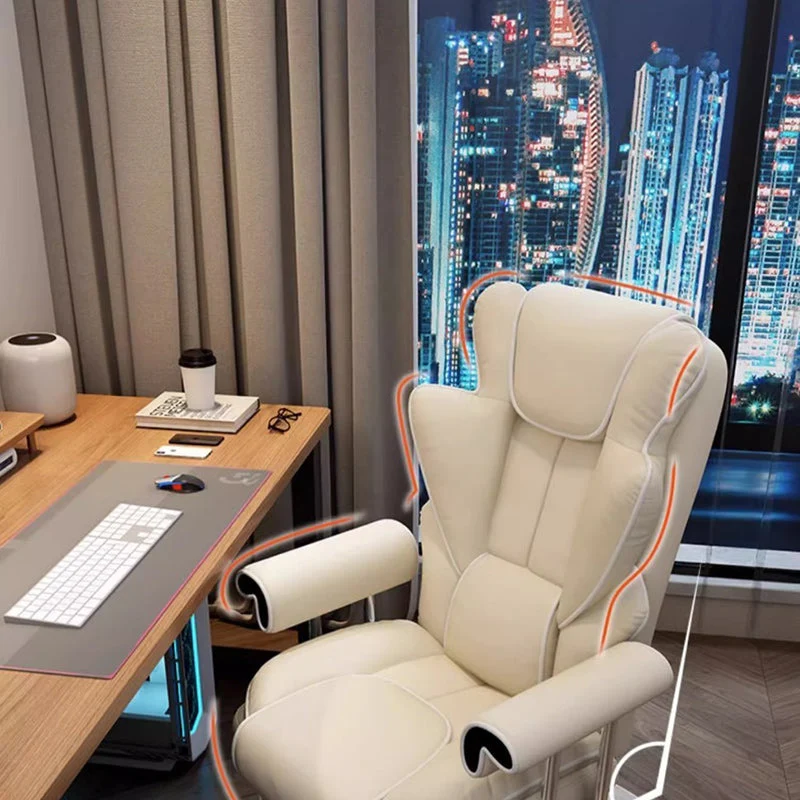 Modern Minimalist Square Microfiber Leather Steel Desk Chair Backrest Arm For Home Office