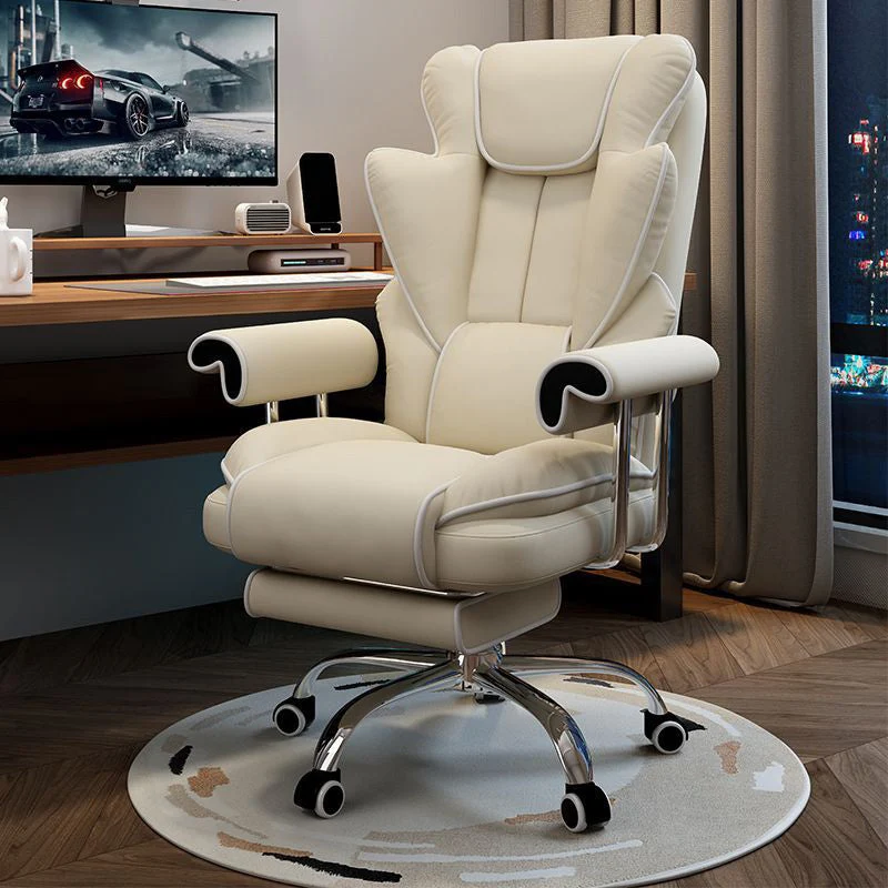 Modern Minimalist Square Microfiber Leather Steel Desk Chair Backrest Arm For Home Office