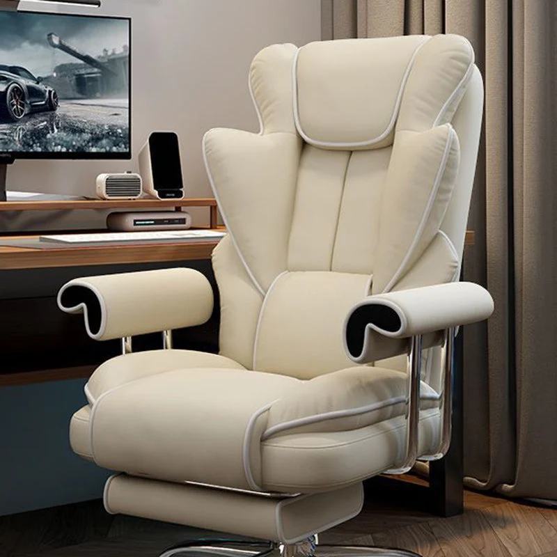 Modern Minimalist Square Microfiber Leather Steel Desk Chair Backrest Arm For Home Office