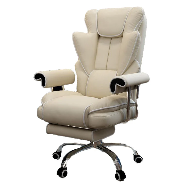 Modern Minimalist Square Microfiber Leather Steel Desk Chair Backrest Arm For Home Office