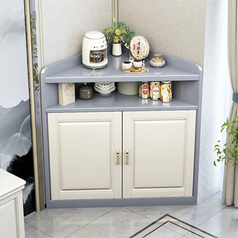 Modern Minimalist Solid Wood Solid Wood Multi-layer Board Triangle Corner Storage Cabinet Triangular Corner Unit With 4-Tier For Living Room & Bedroom