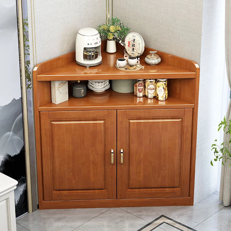 Modern Minimalist Solid Wood Solid Wood Multi-layer Board Triangle Corner Storage Cabinet Triangular Corner Unit With 4-Tier For Living Room & Bedroom
