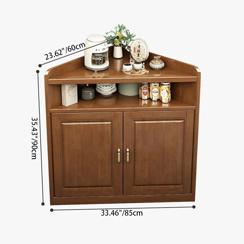 Modern Minimalist Solid Wood Solid Wood Multi-layer Board Triangle Corner Storage Cabinet Triangular Corner Unit With 4-Tier For Living Room & Bedroom