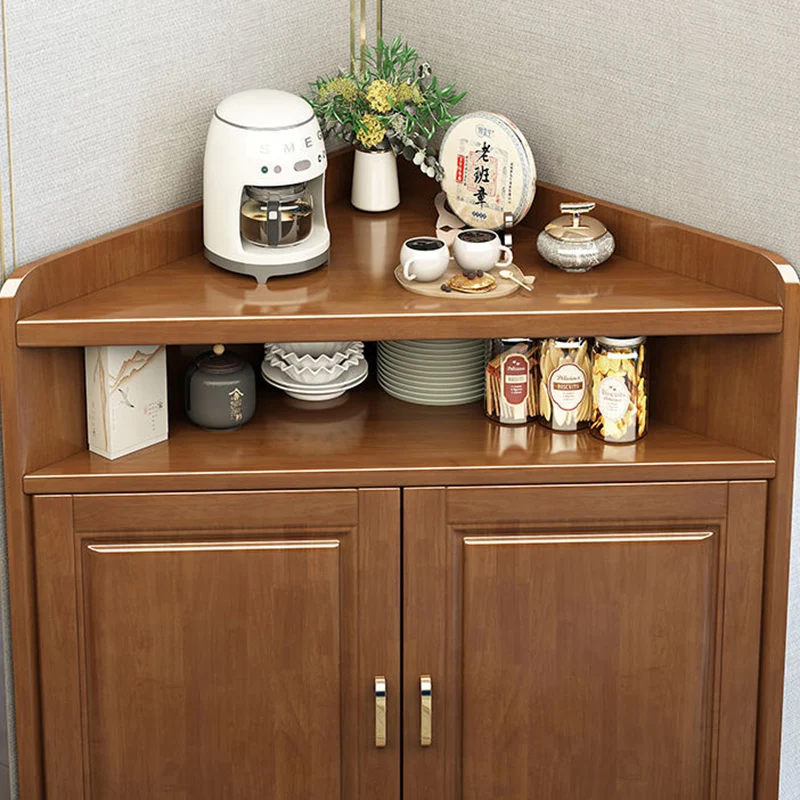 Modern Minimalist Solid Wood Solid Wood Multi-layer Board Triangle Corner Storage Cabinet Triangular Corner Unit With 4-Tier For Living Room & Bedroom