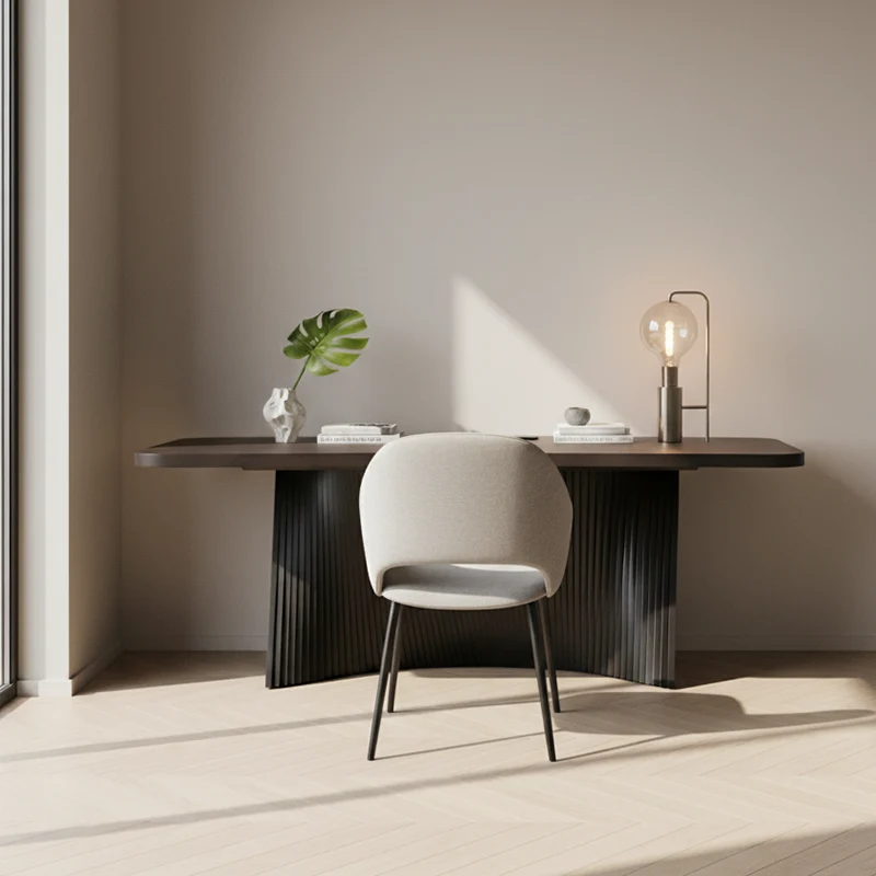 Modern Minimalist Rectangular Desk - Solid Wood Multi-layer Board: Sturdy Stable Support, Eco-Friendly Odor-Free, Natural Clear Texture & Scratch-Resistant For Study