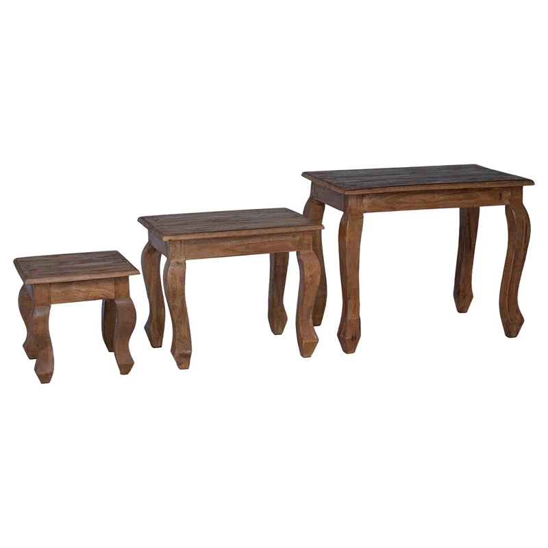 Mesa de Ninho 3 unid. Castanho Madeira de mogno maciça