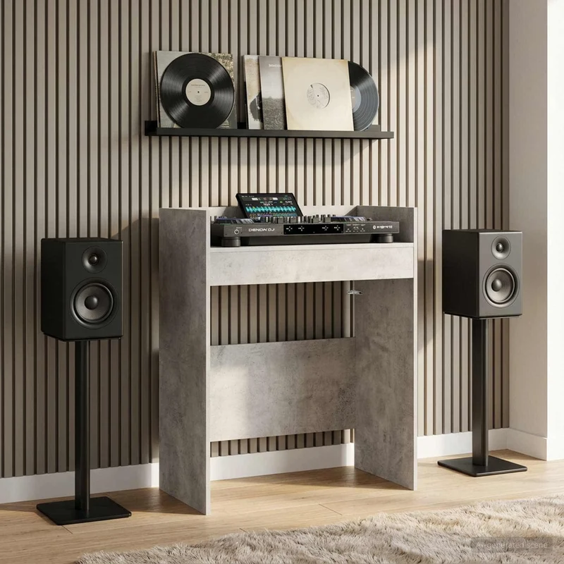 Mesa de DJ Cinzento Cimento 62 x 45 x 102 cm