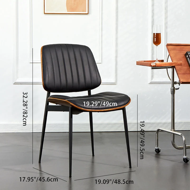 Modern Minimalist Rectangular PU Leather Plywood Iron Chair Backrest Armless For Living Room