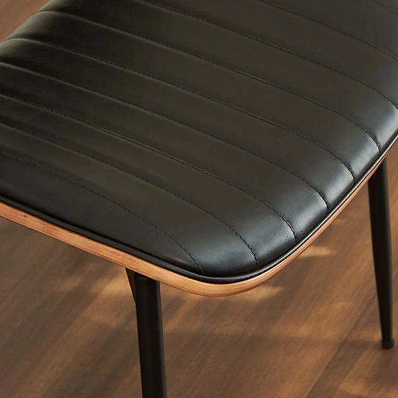 Modern Minimalist Rectangular PU Leather Plywood Iron Chair Backrest Armless For Living Room