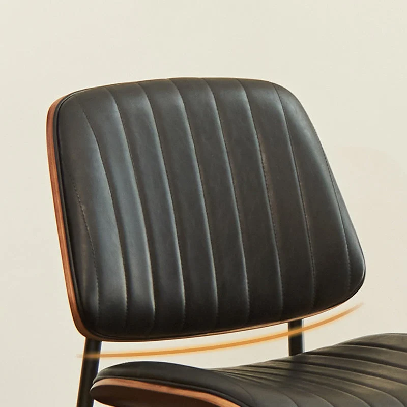 Modern Minimalist Rectangular PU Leather Plywood Iron Chair Backrest Armless For Living Room