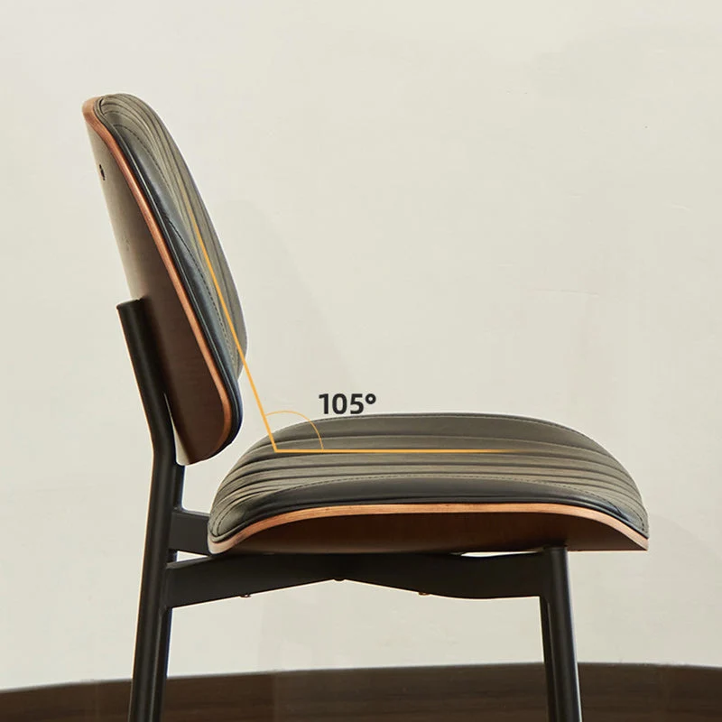 Modern Minimalist Rectangular PU Leather Plywood Iron Chair Backrest Armless For Living Room