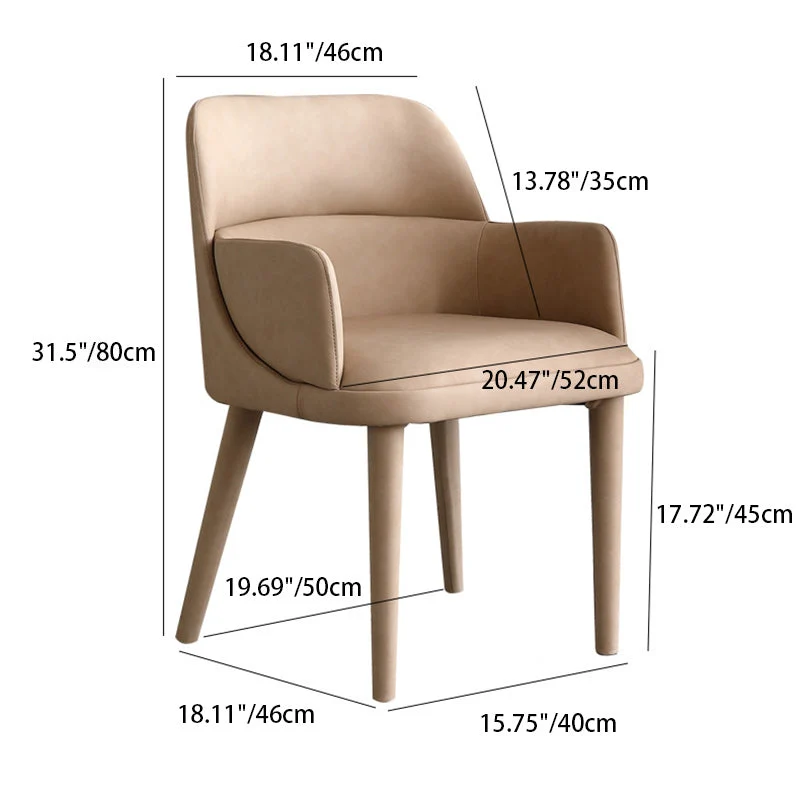 Modern Minimalist Rectangular Faux Leather Oak Chair Backrest Armrest For Living Room