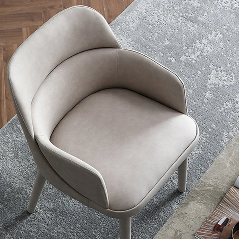Modern Minimalist Rectangular Faux Leather Oak Chair Backrest Armrest For Living Room