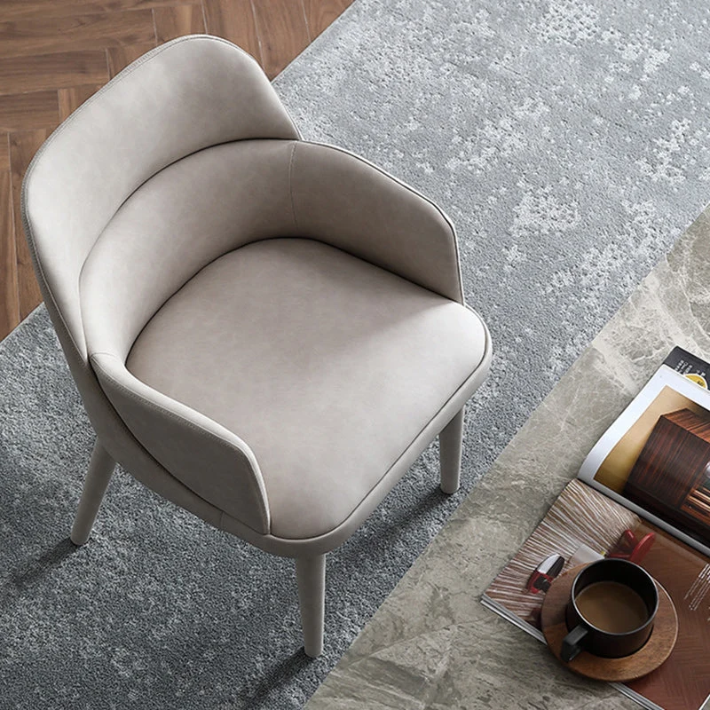 Modern Minimalist Rectangular Faux Leather Oak Chair Backrest Armrest For Living Room