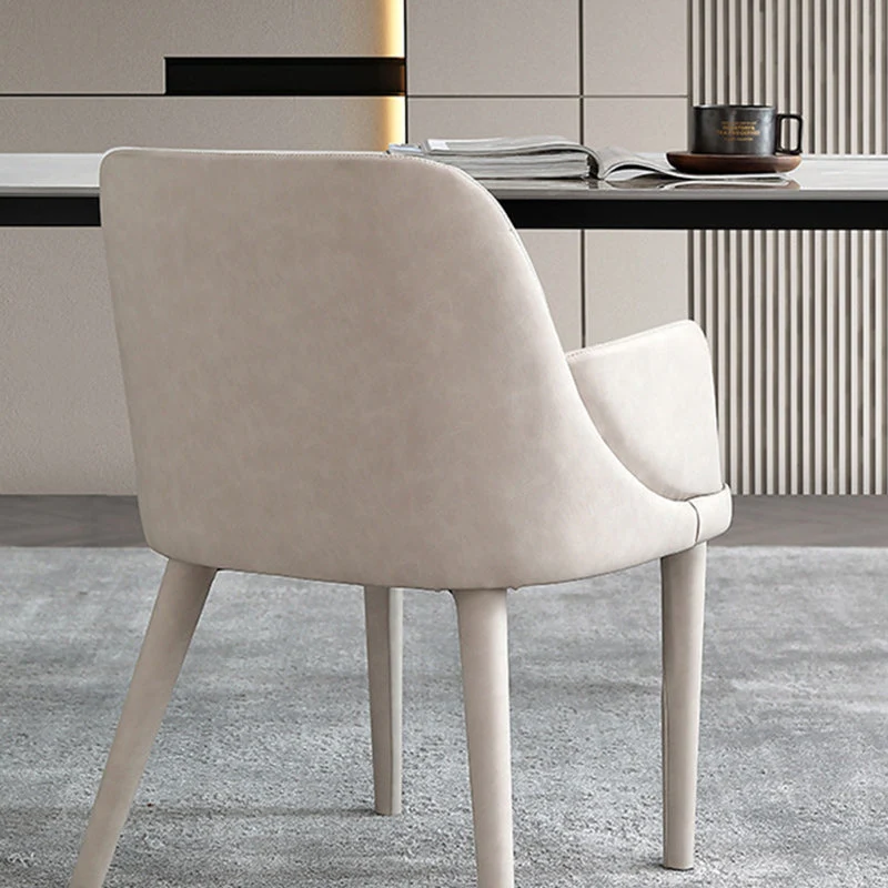 Modern Minimalist Rectangular Faux Leather Oak Chair Backrest Armrest For Living Room