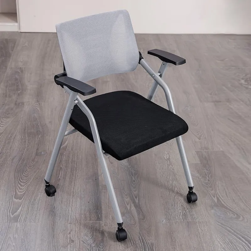 Modern Minimalist Mesh Sponge Metal Square Desk Chair Foldable Backrest With Table Plate For Home Office