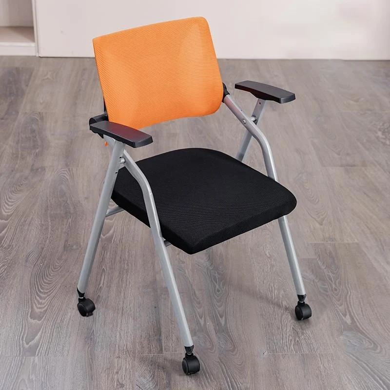 Modern Minimalist Mesh Sponge Metal Square Desk Chair Foldable Backrest With Table Plate For Home Office