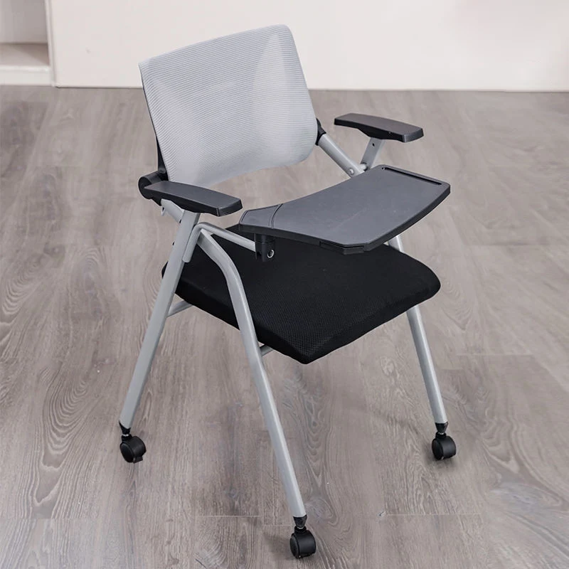 Modern Minimalist Mesh Sponge Metal Square Desk Chair Foldable Backrest With Table Plate For Home Office