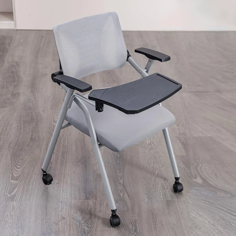 Modern Minimalist Mesh Sponge Metal Square Desk Chair Foldable Backrest With Table Plate For Home Office