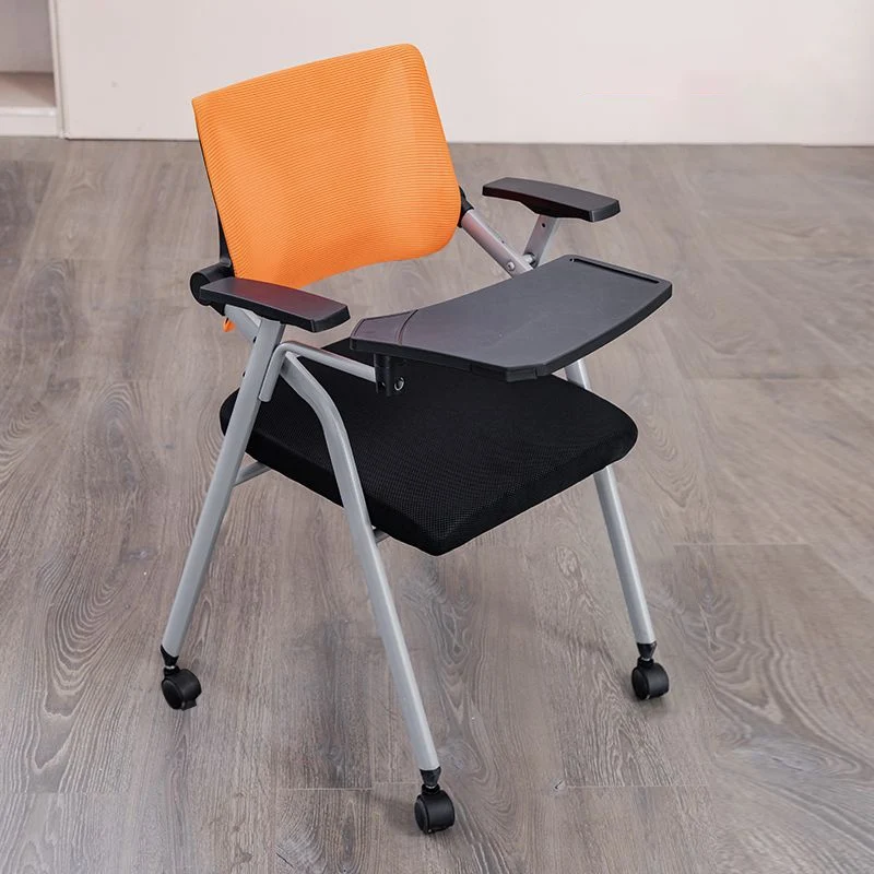 Modern Minimalist Mesh Sponge Metal Square Desk Chair Foldable Backrest With Table Plate For Home Office