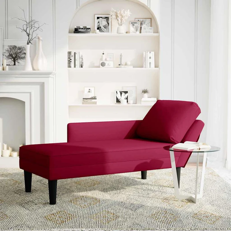 Chaise lounge c/ almofada/apoio de braços direito veludo