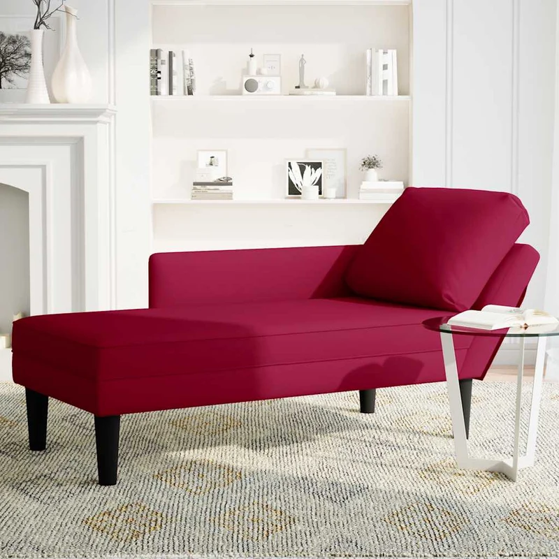 Chaise lounge c/ almofada/apoio de braços direito veludo