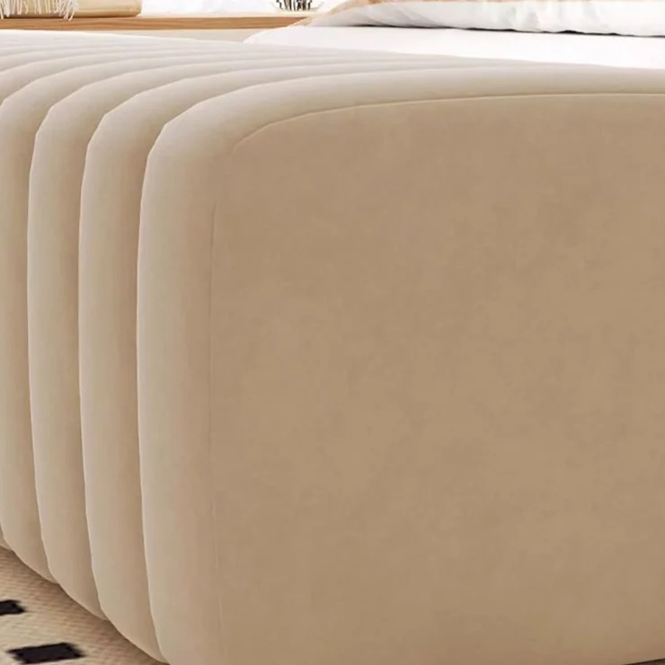 Contemporary Nordic Wood And Velvet Rectangular Bench Chair For Entryway Bedroom Living Room