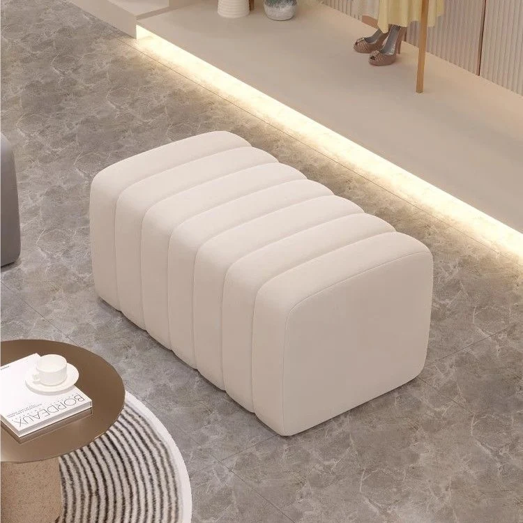 Contemporary Nordic Wood And Velvet Rectangular Bench Chair For Entryway Bedroom Living Room
