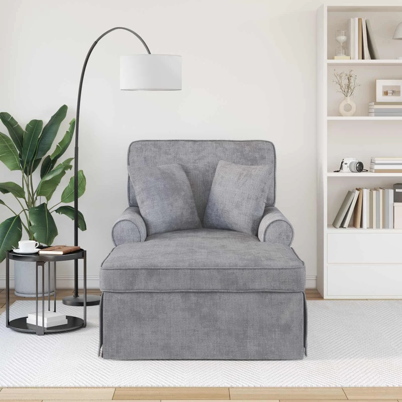 Chaise Lounge com Saia Cinzento-claro 157 x 91 x 91 cm ARES