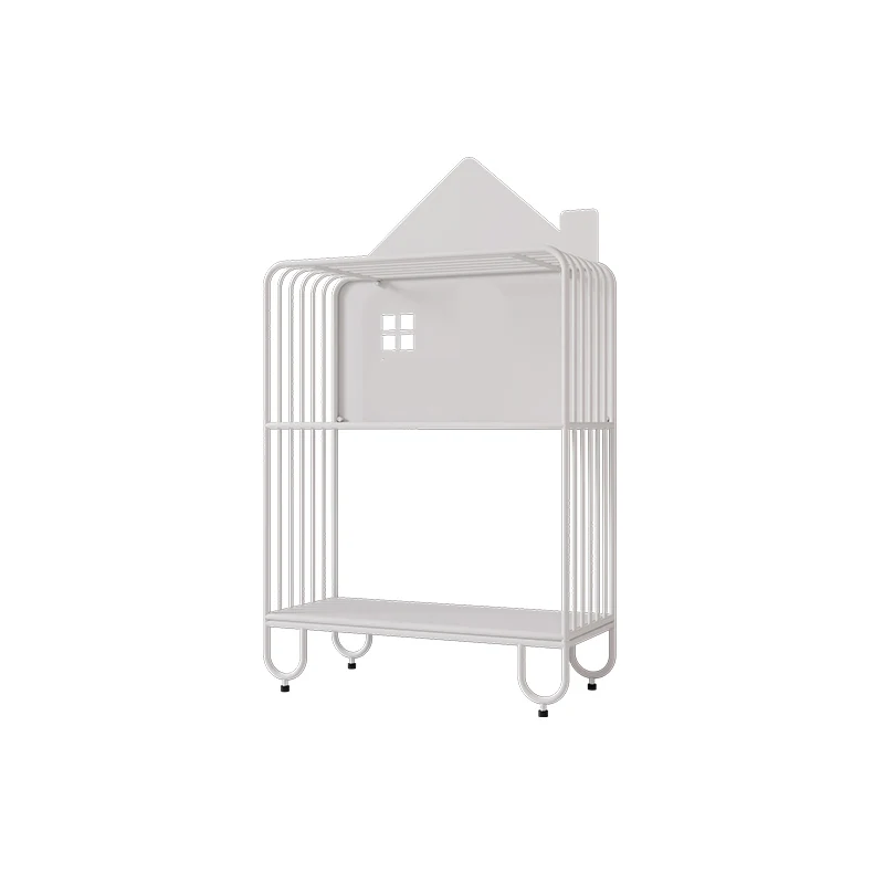 Modern Minimalist Large Capacity House Shape Iron Kids Floor-Standing Bookshelf 2/3-Shelf For Study