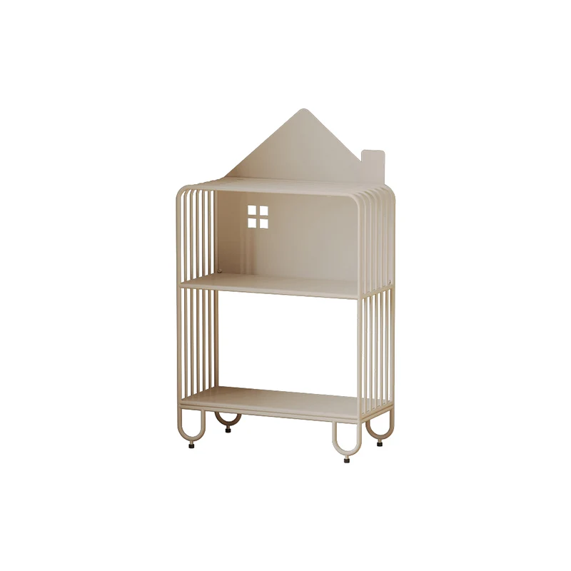 Modern Minimalist Large Capacity House Shape Iron Kids Floor-Standing Bookshelf 2/3-Shelf For Study