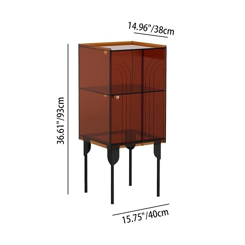 Contemporary Scandinavian Rectangular Iron Acrylic Storage Cabinet 3-Tier For Living Room