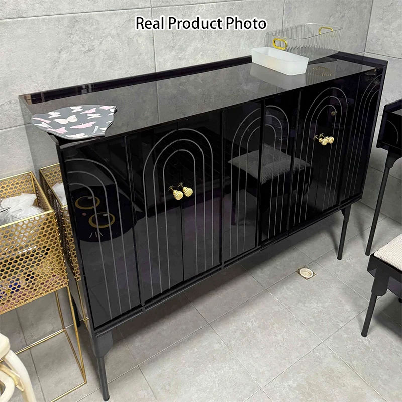 Contemporary Scandinavian Rectangular Iron Acrylic Storage Cabinet 3-Tier For Living Room
