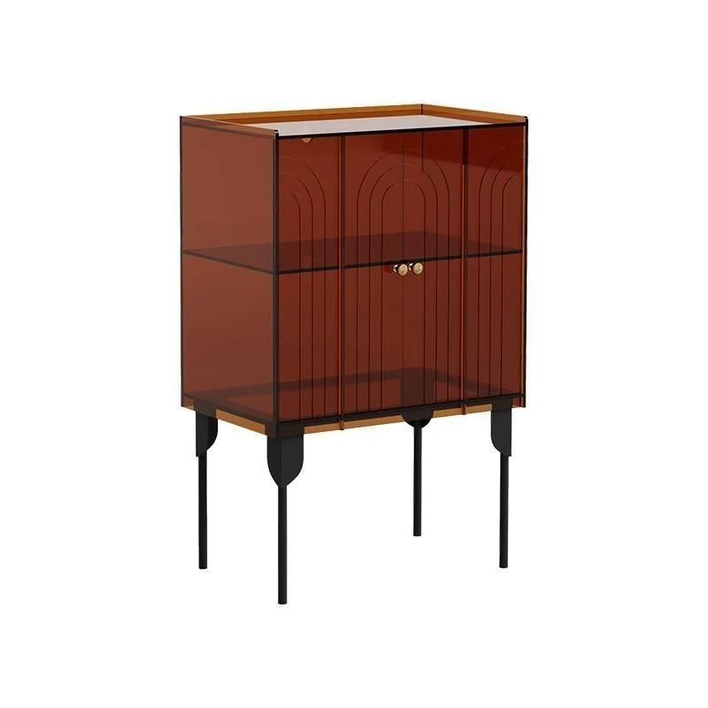 Contemporary Scandinavian Rectangular Iron Acrylic Storage Cabinet 3-Tier For Living Room