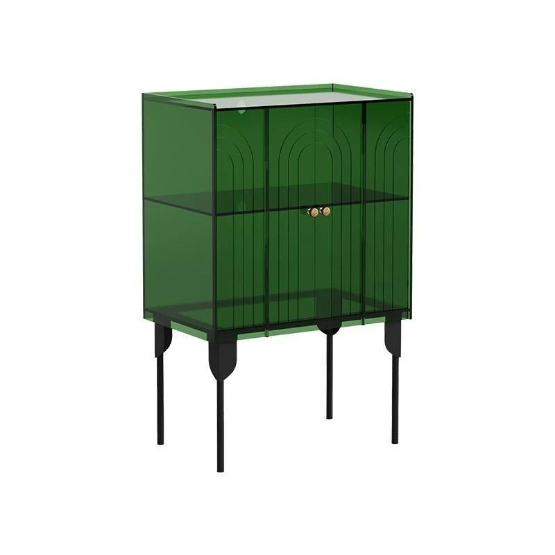 Contemporary Scandinavian Rectangular Iron Acrylic Storage Cabinet 3-Tier For Living Room