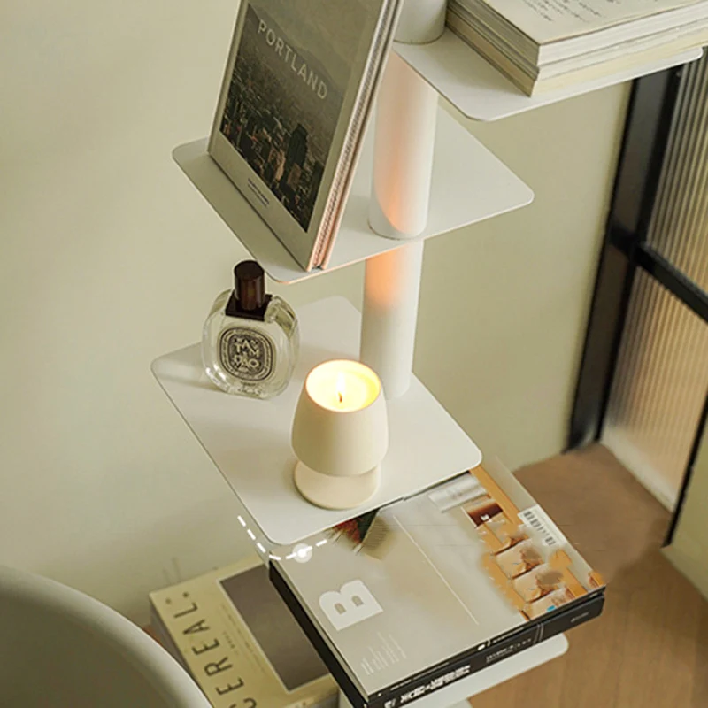 Modern Minimalist Column Iron Bookshelves Rotatable Design For Home Office