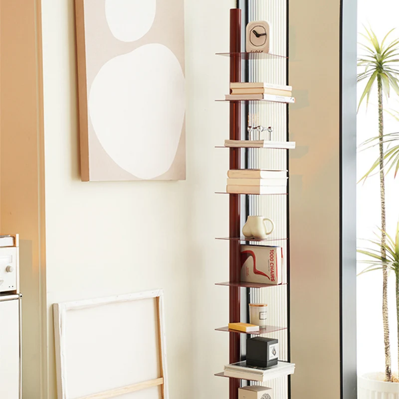 Modern Minimalist Column Iron Bookshelves Rotatable Design For Home Office